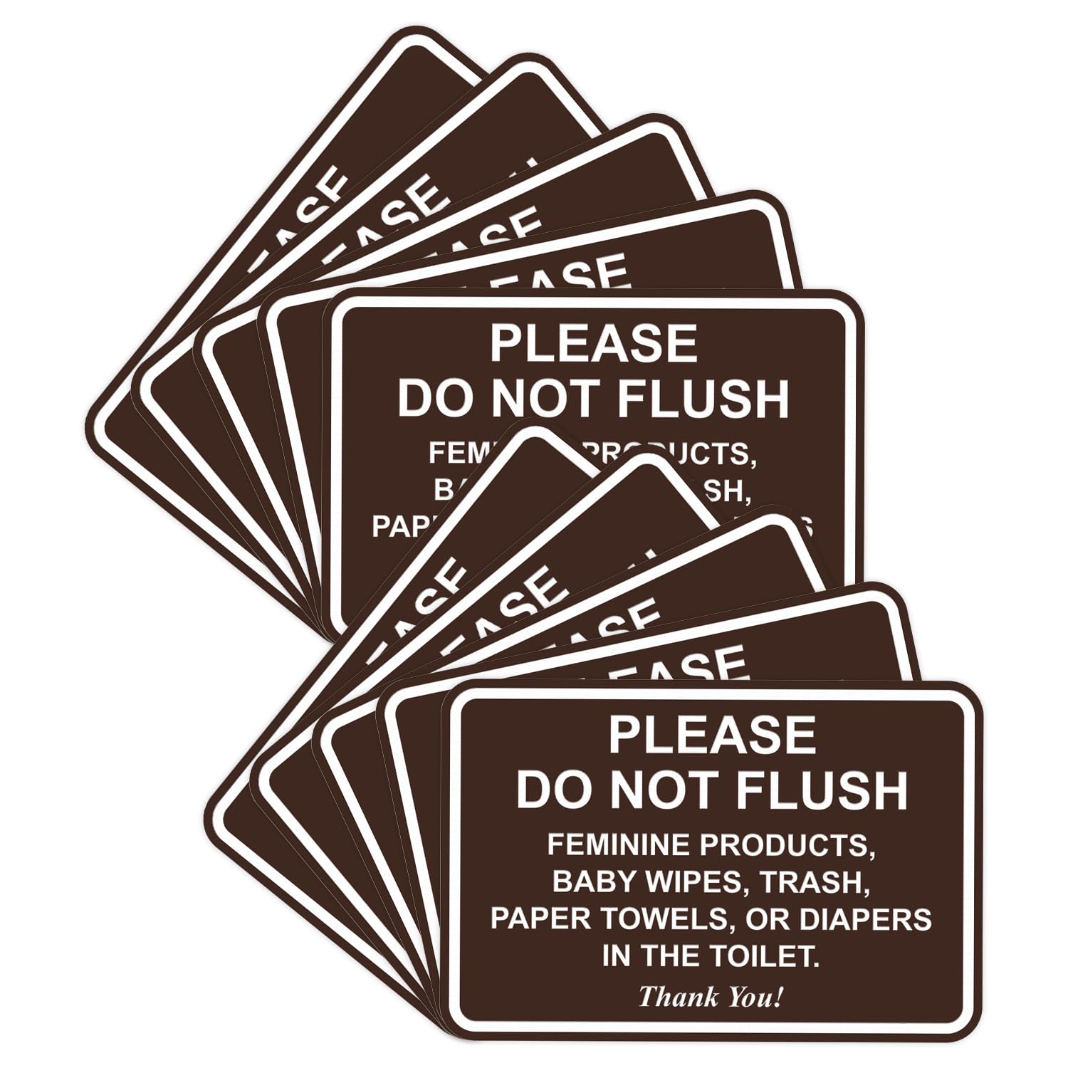 All Quality Classic Framed Please Do Not Flush Thank You Bathroom Etiquette Sign - 5" x 7" (Dark Brown) 10 Pack