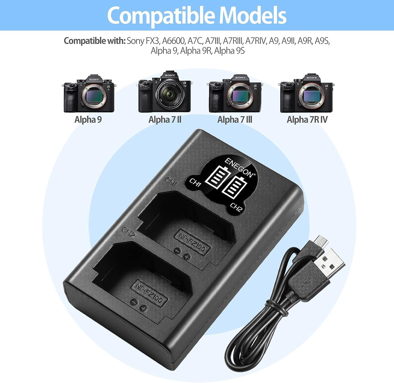 TAVT Batería NP-FZ100 De 2600 MAh Para Sony A7S III, A7C, A7