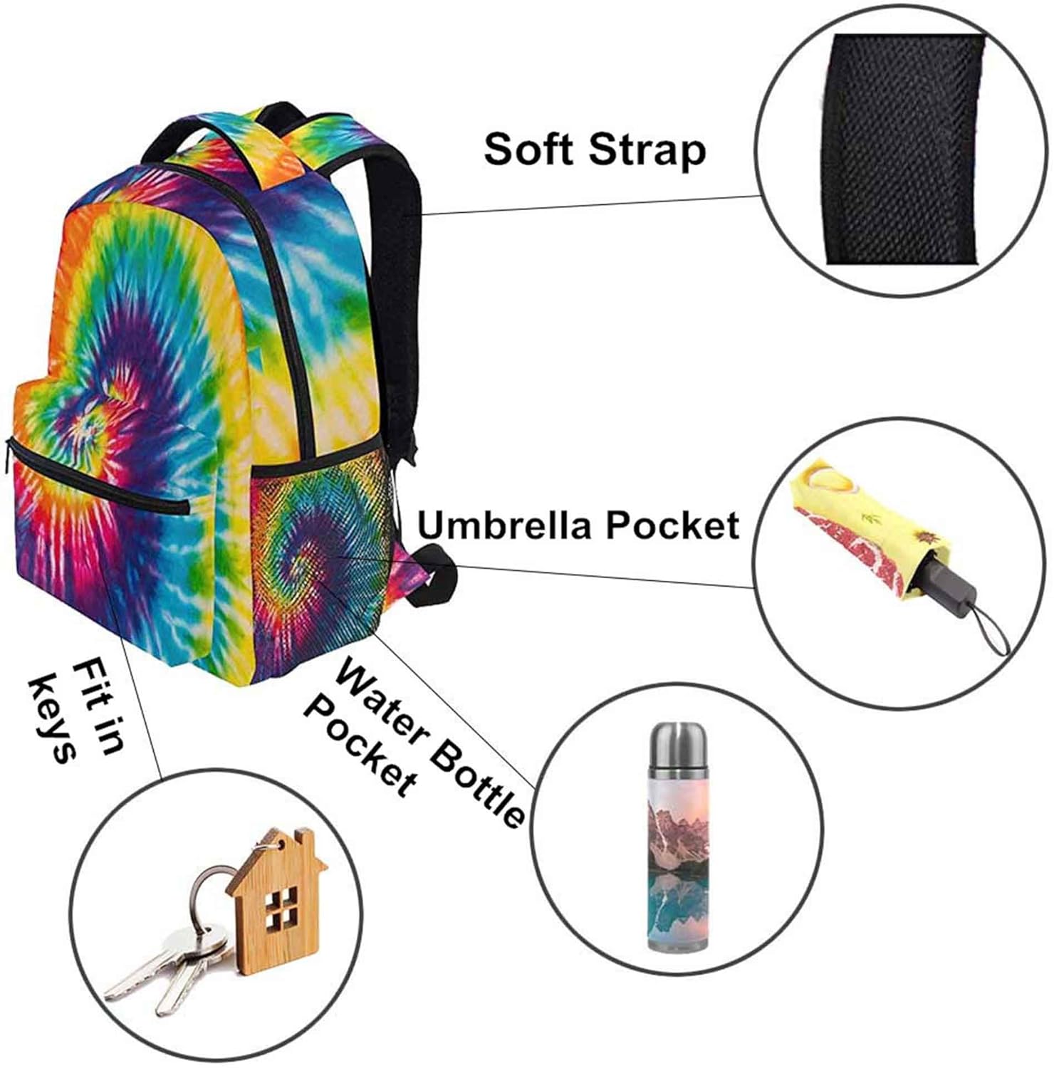 Best Deal Product Wamika Red Tartan Plaid School Backpack Waterproof Shoulder Bookbag, Color2, Tie Dye, 11.5X8X16 IN Best Review Wamika Red Tartan Plaid School Backpack Waterproof Shoulder Bookbag, Color2, Tie Dye, 11.5X8X16 IN