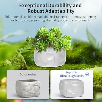 ANYCUBIC Ultra Tough Resin, 3D Printer Resin with Strong Impact Resistance and High Flexibility, Suitable for Direct Use or as an Additive, Wide Compatible for LCD Resin 3D Printers (Clear, 1kg)