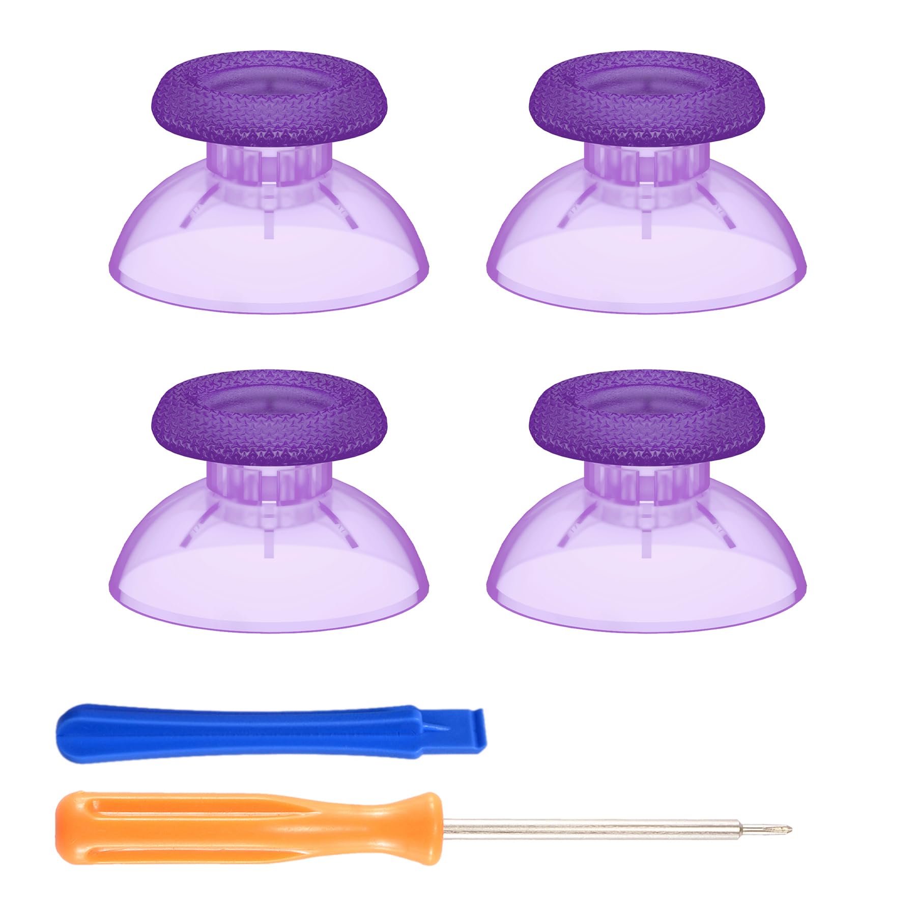 eXtremeRate 2 Pairs Replacement Thumbsticks for PS5 Controller, Custom Clear Atomic Purple Analog Stick Joystick for PS4 Controller Universal