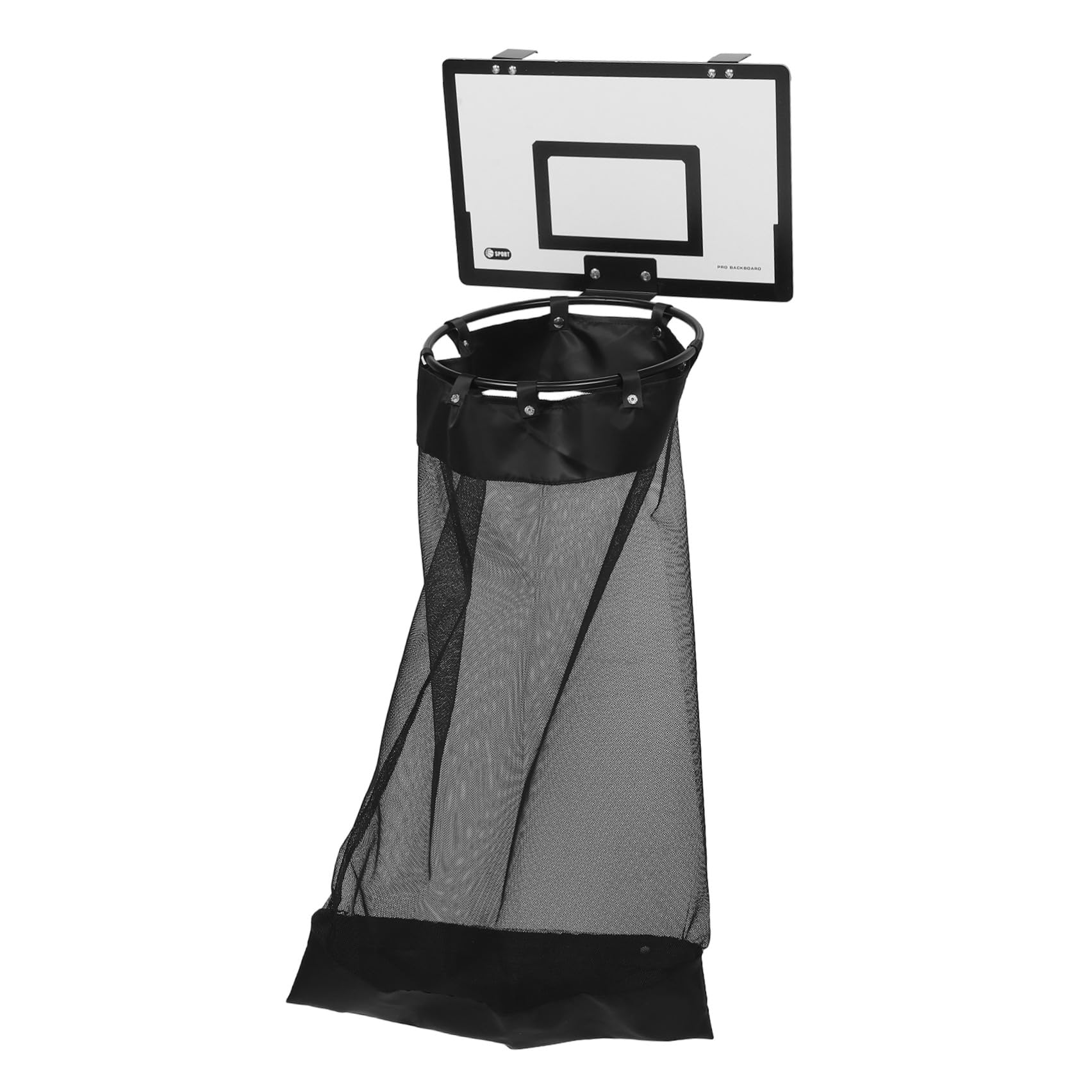 Wäschekorb für Tür Basketballkorb Türhänger Schwarz mit Holz