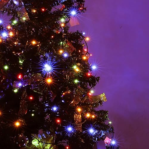 Miniatura 3 de Guirnalda de 100 luces LED de Navidad de 33 pies, funciona con pilas, 8 modos de iluminación, impermeable, con temporizador para interiorexterior,