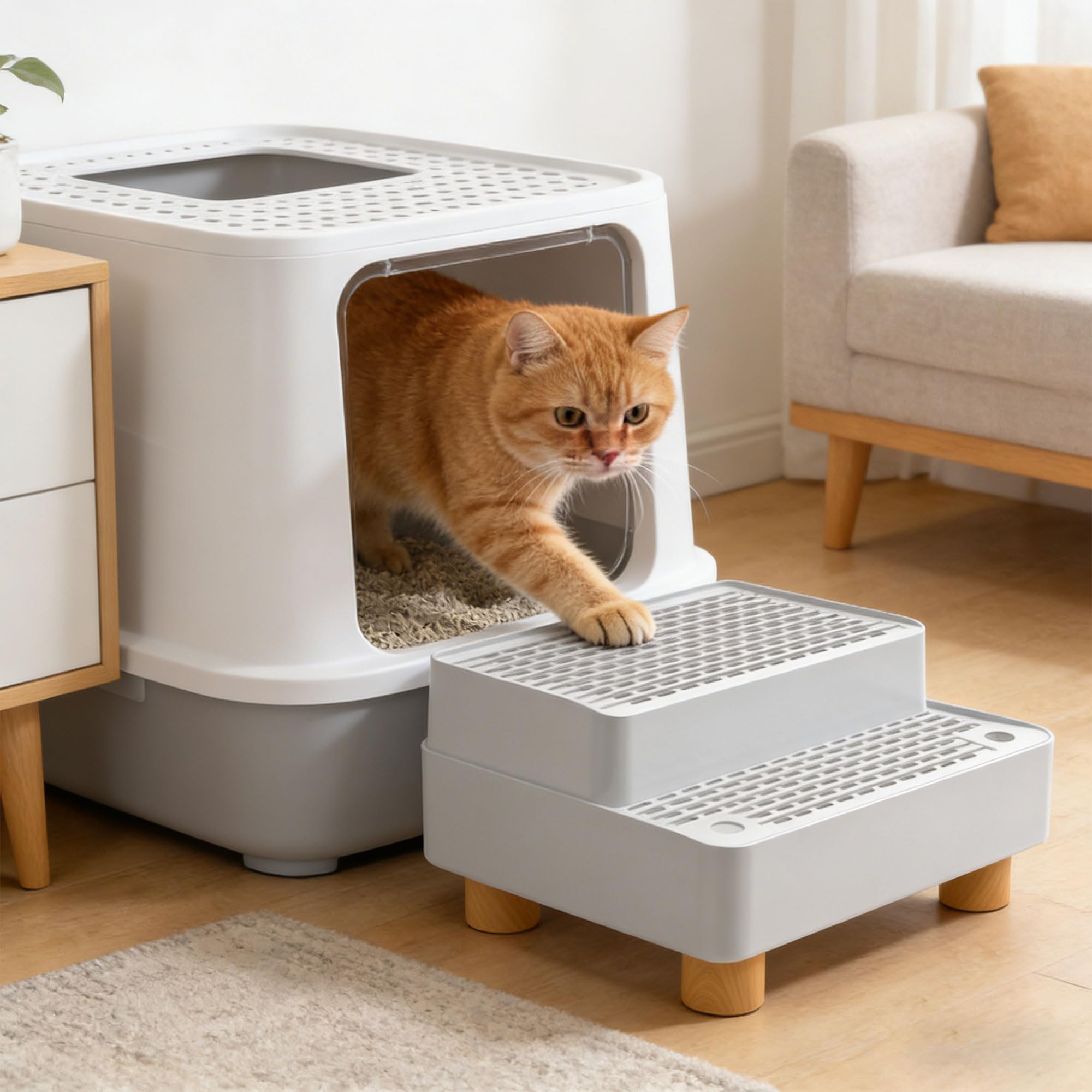 Cubo de basura silencioso de dos capas con tecnología de bajo ruido para noches tranquilas y caja inteligente reforzada para mascotas