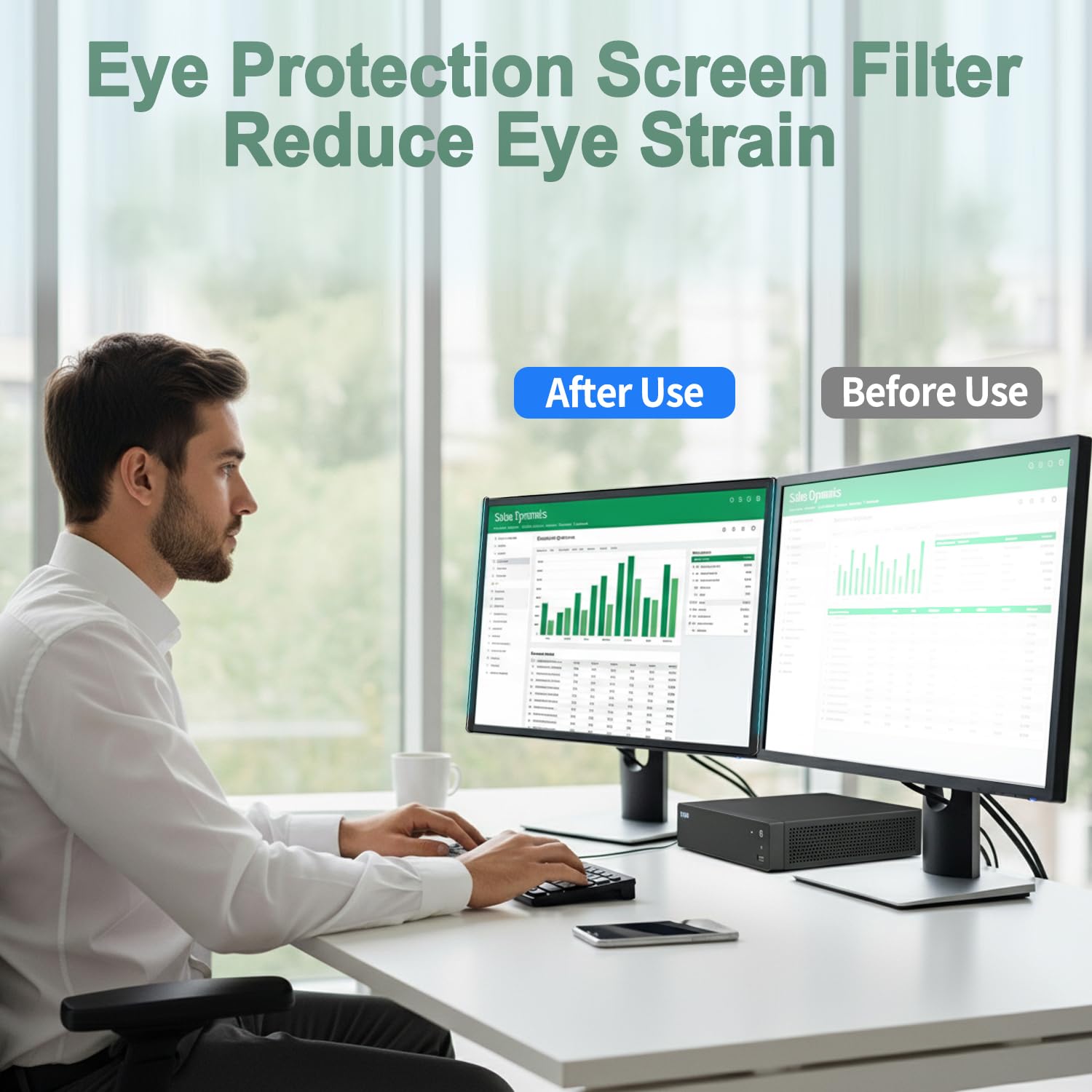 Protection d'écran magnétique 23,8 pouces anti-lumière bleue et anti-éblouissement, filtre de protection oculaire pour écran d'ordinateur 23.8" au format 16:9