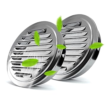 4'' Steel Round Air Vent, LouanXpert 2PCS Grille Vent Cover Wall Vent Inlet/Outlet for Kitchen, Bathroom, Garage, Flats, Office