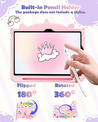 Miniatura 9 de Funda para iPad de 10. generación para niñas, fundas de 10.9 pulgadas con soporte para lápices, asa y soporte para hombro, linda funda de tableta