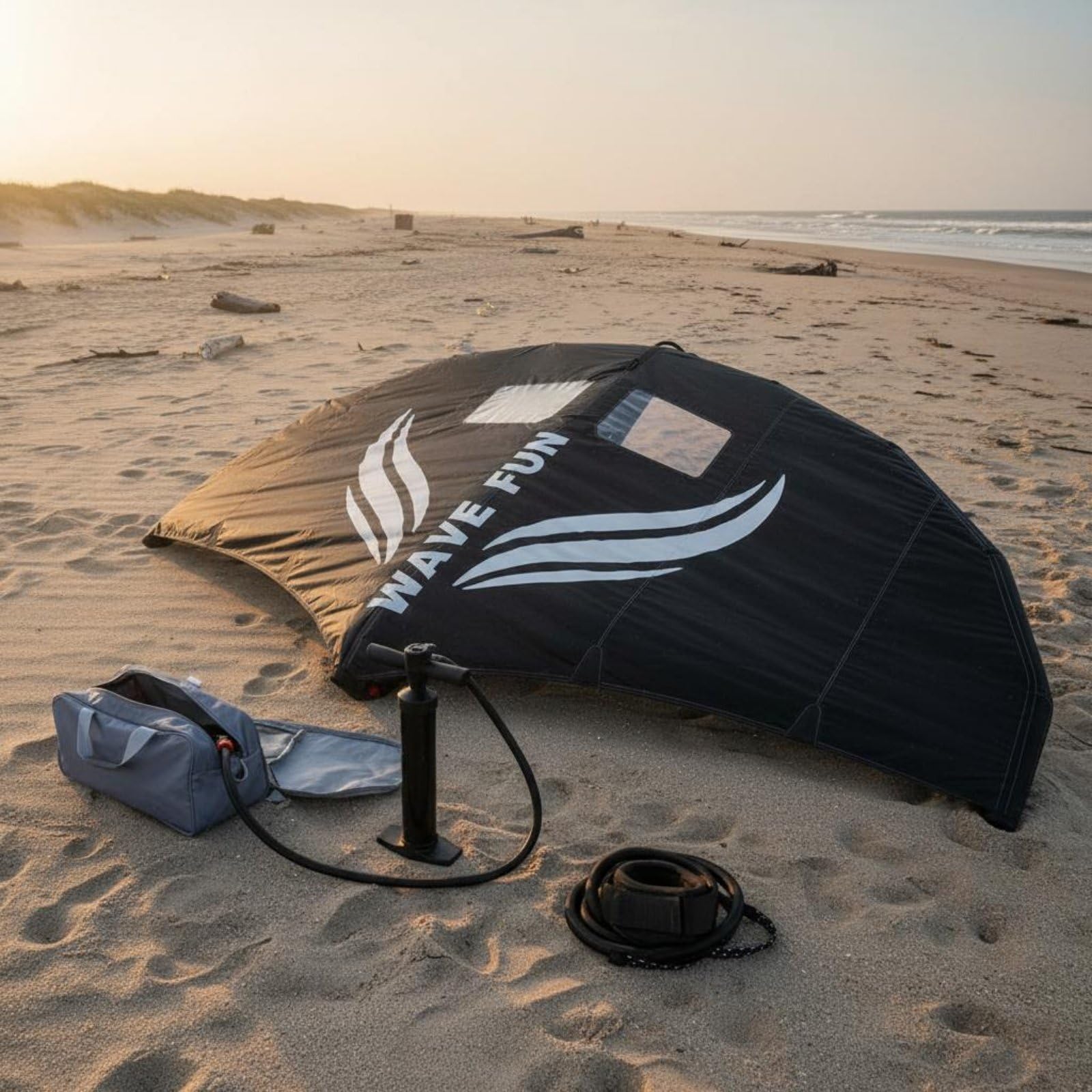 Inflatable Surfboard Aufblasbares Wingfoil Set Hydrofoil Board Surfsegel Komplettausrüstung mit Doppel Luftkammer Effizientem Windfang Pumpe Leash