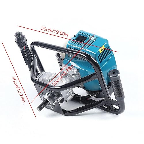 Miniatura 5 de DYRABREST - Taladro de agujeros para postes con motor de gasolina de 52cc, de un solo cilindro, barrena para cercas y suelo con brocas de 4" 8" y
