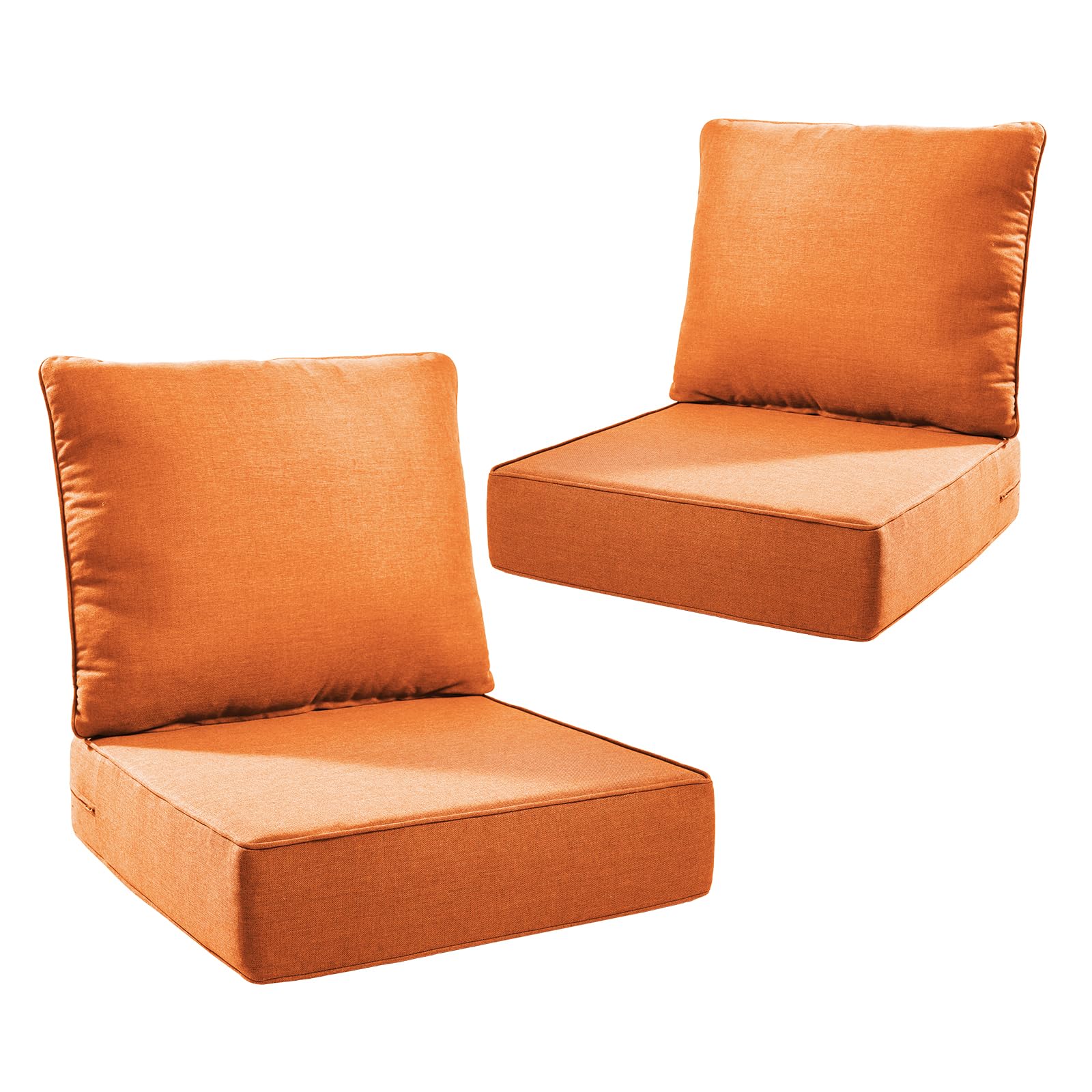 Opohoro Outdoor Seat Cushion Set-24 x 24 x 6 Inch Outdoor Chair Cushions Set of 2 with Water Resistant & Removable Cover Outdoor Cushions for Patio