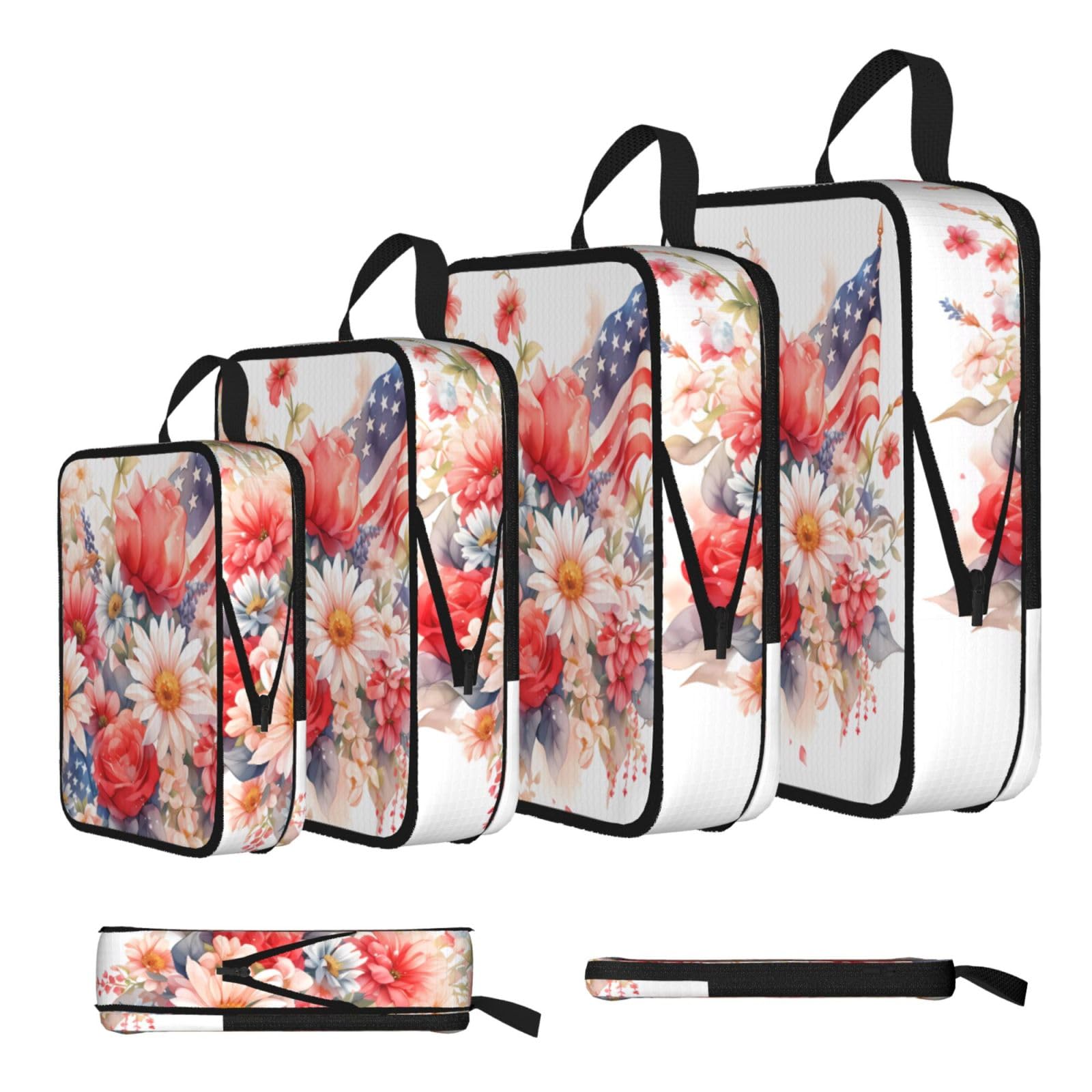 Flags and Chrysanthemums Compression Packing Cubes 4 Piece Set