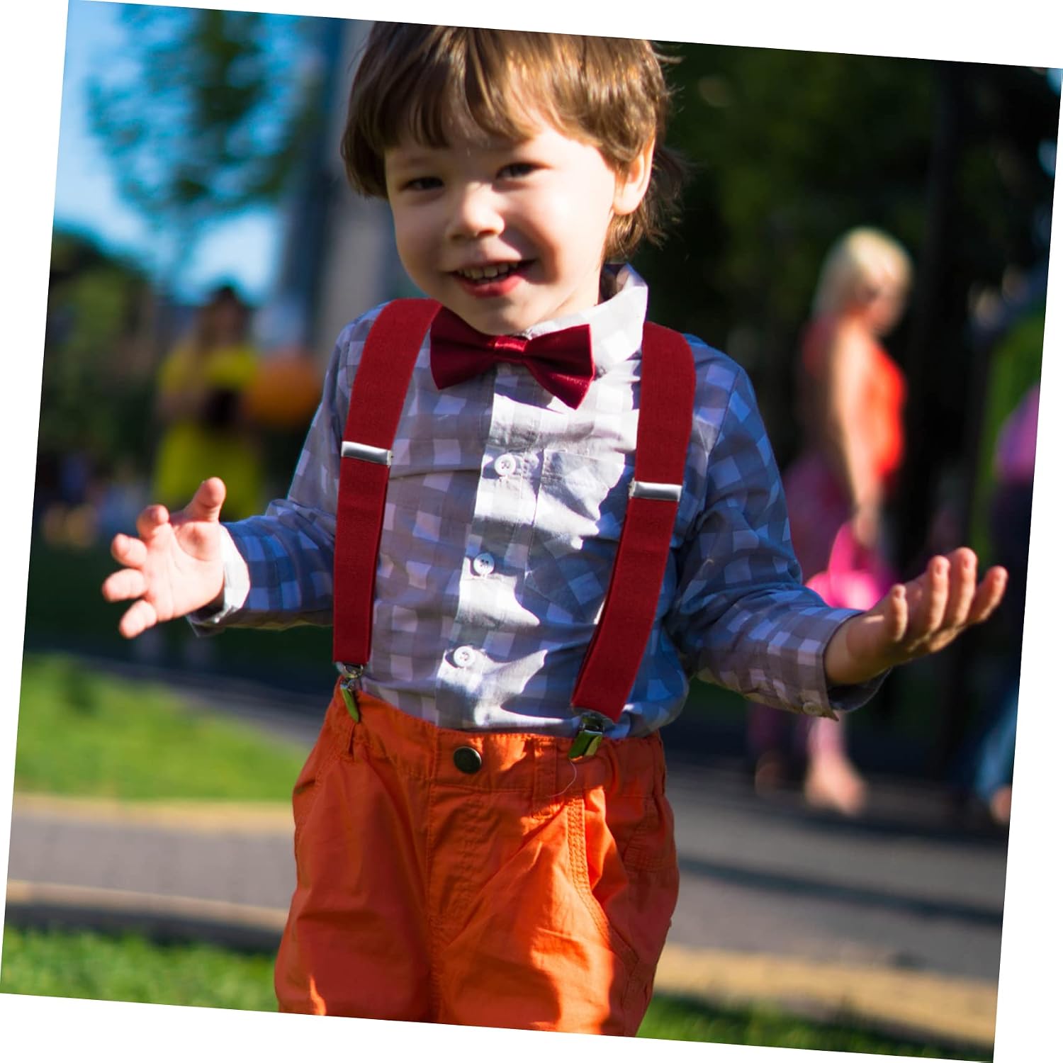1set Adjustable Boys and Girls Suspenders and Bowtie Boys and Girls Easy to Match for Weddings Parties and Daily Wear Strong Clips for Secure
