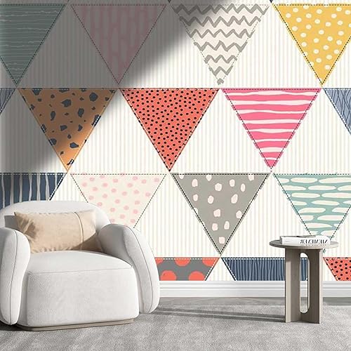 Papel tapiz colorido para baño, papel decorativo decorativo geométrico, mosaico, no necesita pegamento adicional (Ancho) 78.7 pulgadas de ancho x