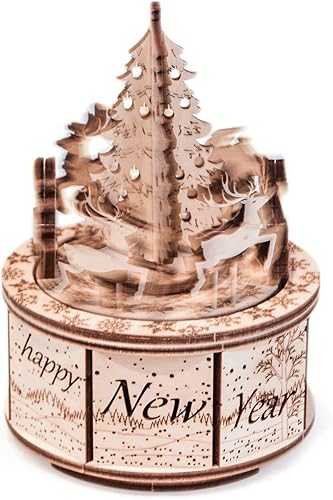 Miniatura 7 de Wood Trick Music Box - Kit de modelo de carrusel de Santa - Carol of the Bells Beautiful Melody - Muy resistente y ecológico - 6x4  - Giratorio -