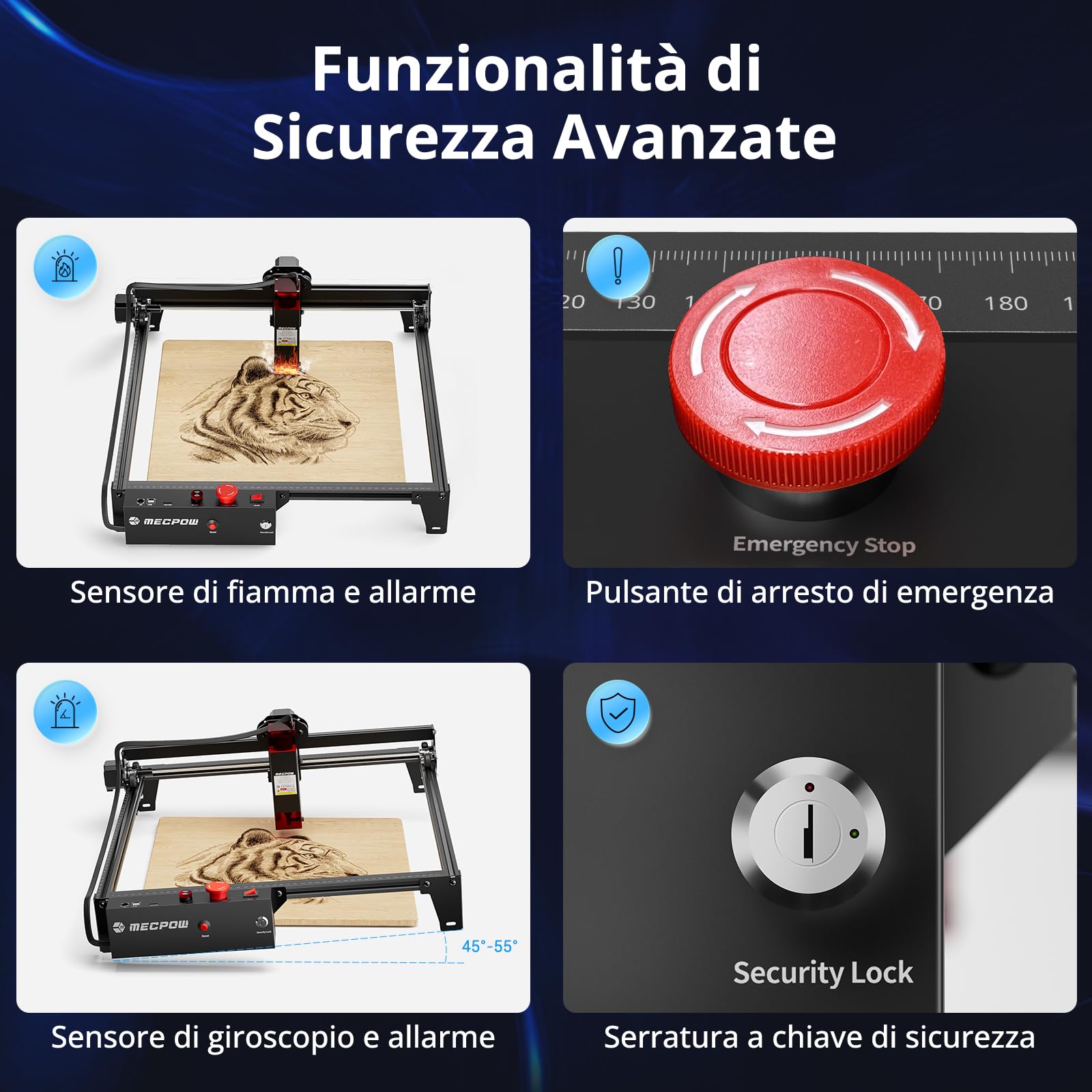 X3Pro Incisore Laser con Kit di Assistenza ad Aria - Taglio Laser 10W per Metallo e Legno, Laser Engraver con Stop di Emergenza, Rilevamento Fiamma e Giroscopio, Area di Lavoro 410 x 400mm