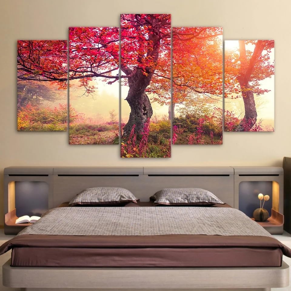 Tableau cuisine decoration murale design forêt automnale chic