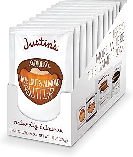 Justin's Chocolate Hazelnut & Almond Butter Squeeze Pack, Organic Cocoa, Gluten-free, Responsibly Sourced, Packaging May V...