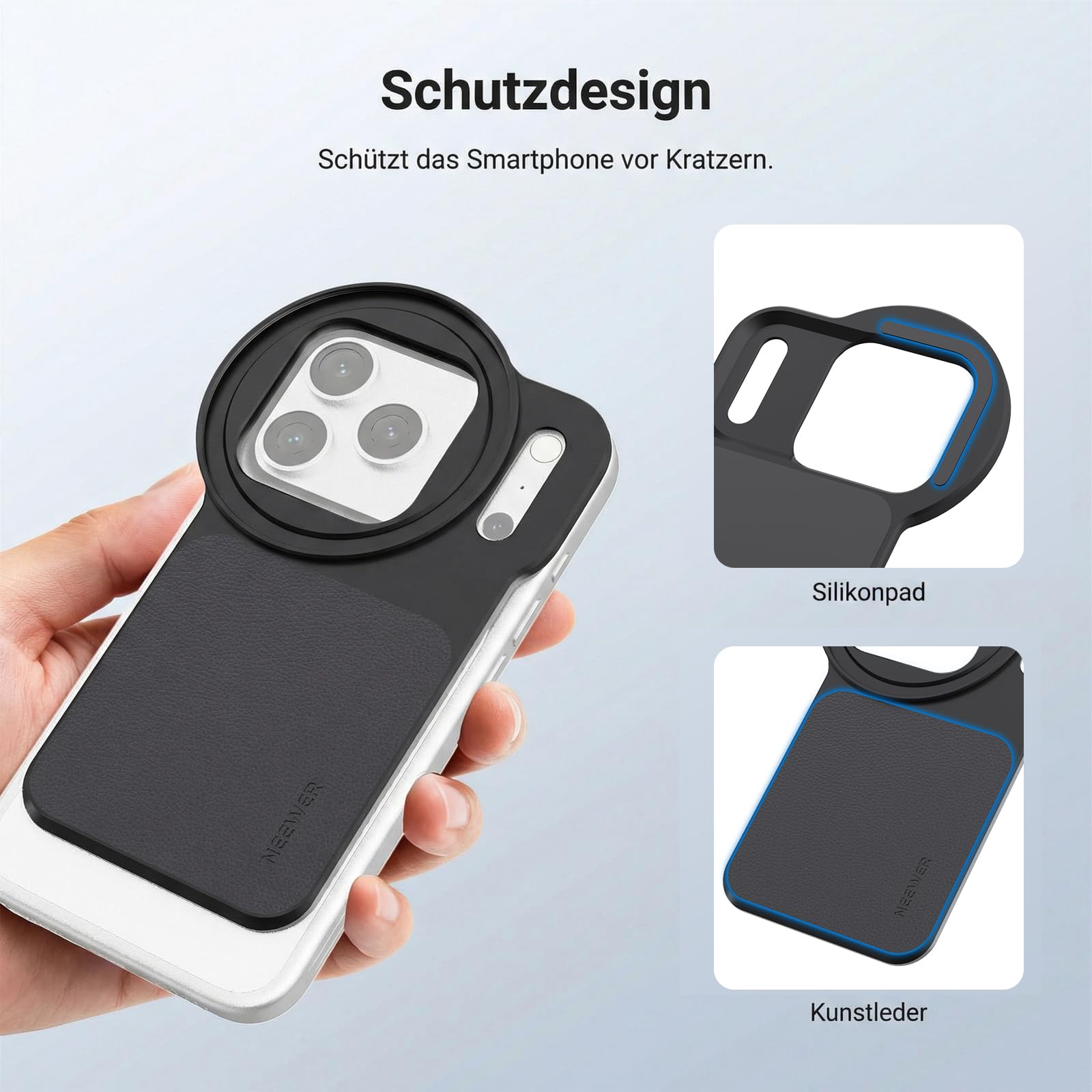 NEEWER 6,9" Magnetisches Handy Objektiv Filter Halterungsadapter Rückplatte Zubehör mit 67mm Variablem Graufilter (ND 2-32) kompatibel mit MagSafe iPhone 12/13/14/15/16/17 Pro Max und 14/15/16 Plus