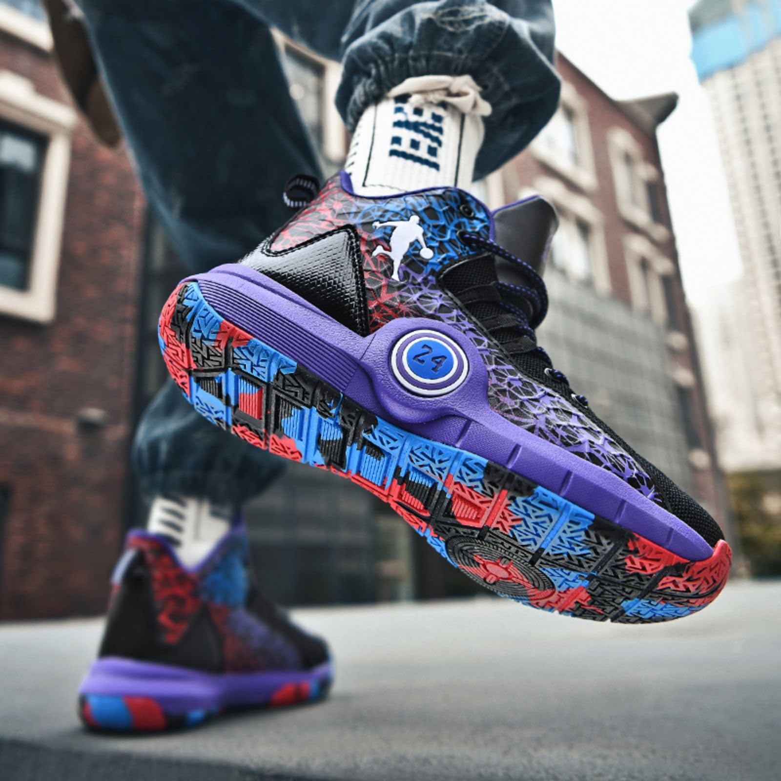 Chaussures de Basketball Hautes Antidérapantes Respirantes Résistantes Baskets de Sport Confortables Hommes Adolescents