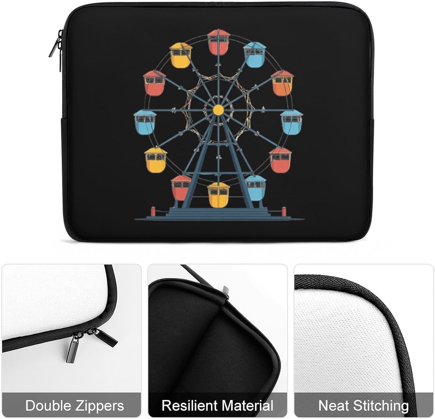 Ferris Wheel Colorful Fashion Laptop Bag Carrying Briefcase Computer Sleeve for Notebook Ultrabook image 3