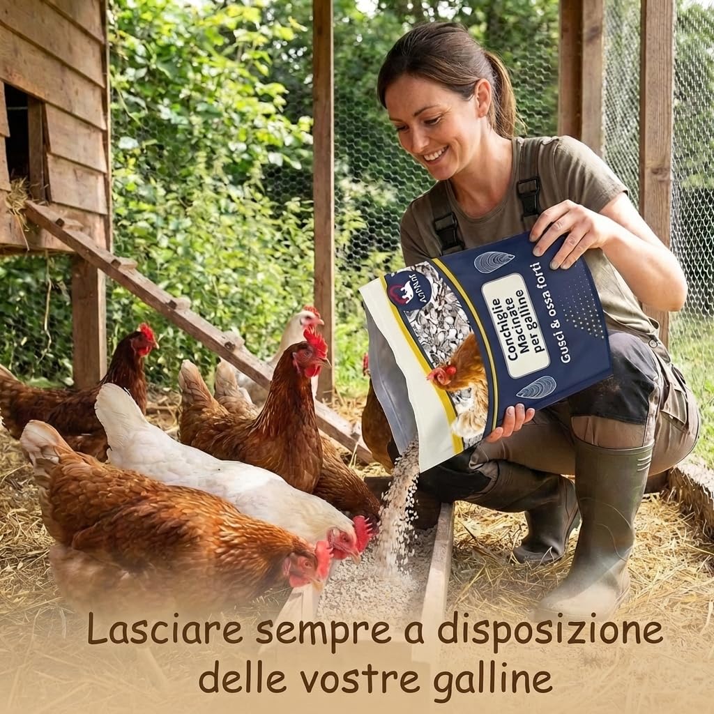 Ani'Nat NATURE ANIMALE Conchas molidas para gallinas ponedoras y Palomas. Más Variedad de minerales Que Las Conchas de ostras. Minerales y Calcio para Conchas sólidas. (7kg)