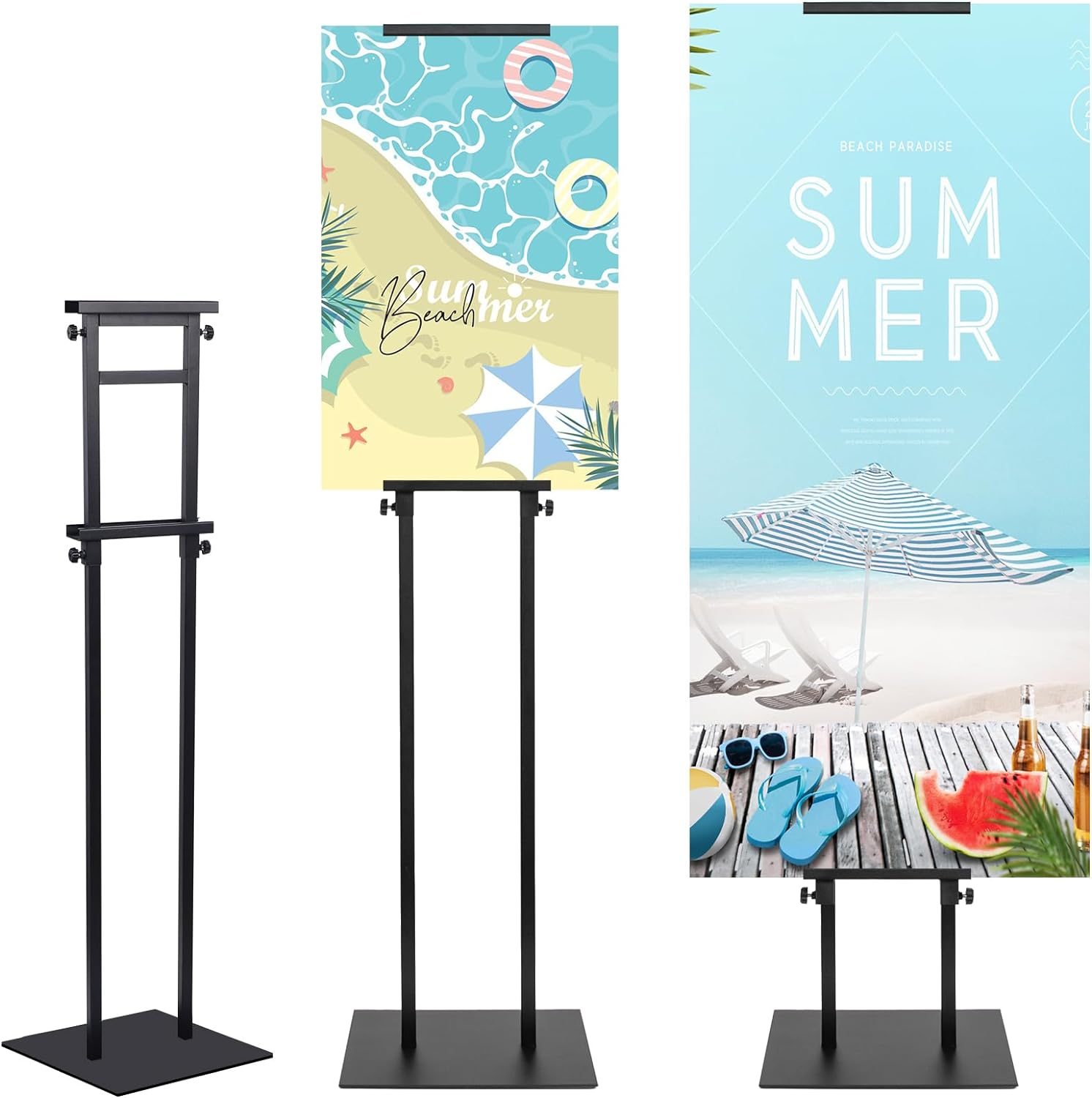 Poster Stand Heavy Duty - Adjustable Poster Stands for Display Foam Board, Double Sided Pedestal Floor Standing Sign Holder Height Up to 80 Inch, 1 Pack Double-Pole Poster Stand 1 Pack