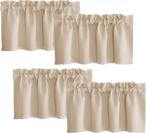 Miniatura 6 de NICETOWN 2 paneles de cortinas opacas con ojales de 52 x 63 pulgadas de largo con 4 paneles de 42 x 16 pulgadas de largo, cenefas opacas para