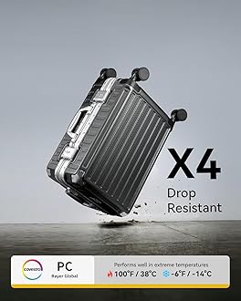 Carry On Luggage with Spinner Wheels, 8010S Aluminum Frame Zipperless Polycarbonate Hard Shell Suitcase (ZX-Core, Blue, 20 Inch)