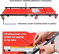 Vista 5 de BIG RED 36" Creeper Acolchado de Garaje/Taller de 2 Piezas con Ruedas, Carrito de Mecánico con Reposacabezas y 6 Ruedas, Rojo TR7565R Torin