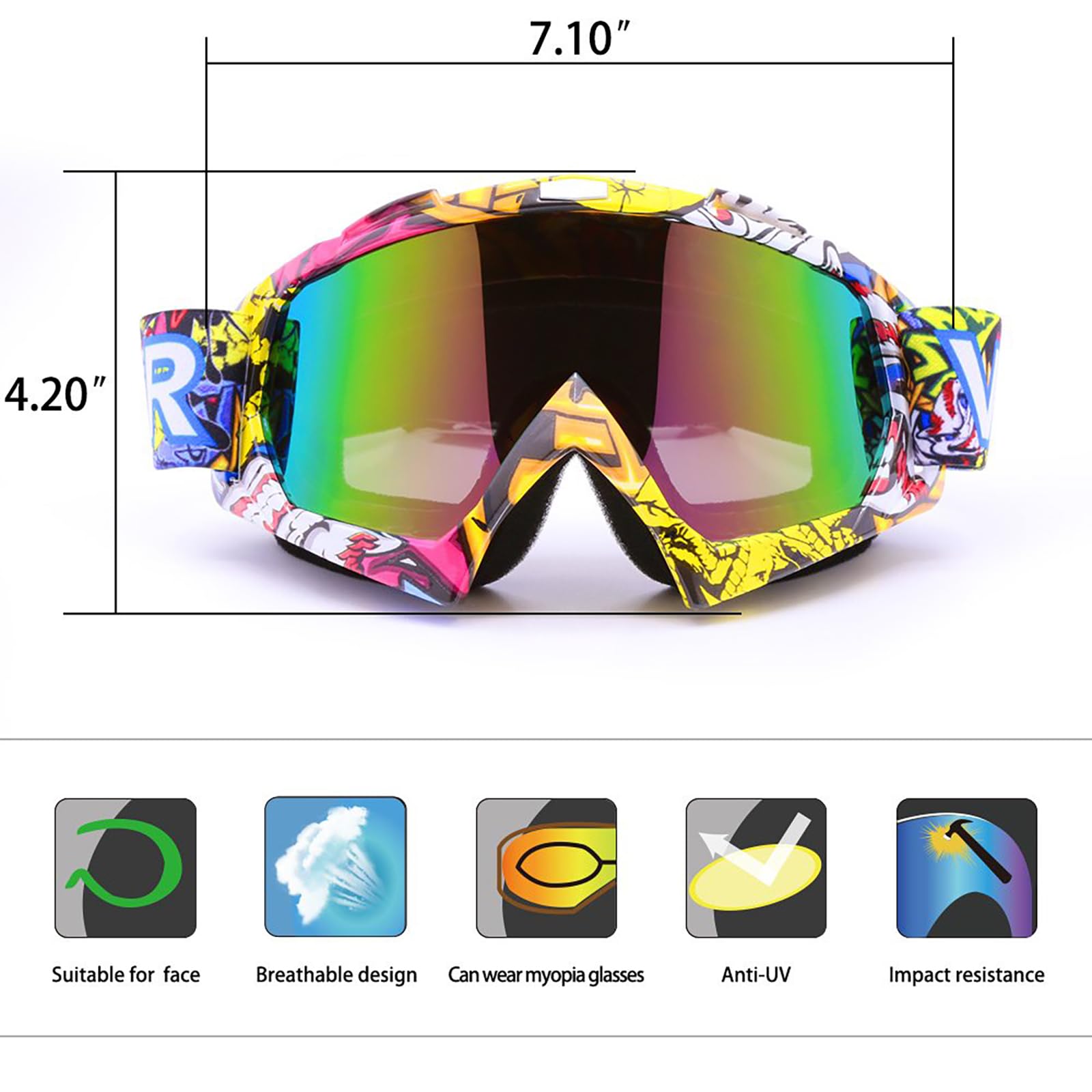 professionale adulto motocross, Dirt Bike ATV moto occhiali da sci, motore gafas protezione UV da sci e snowboard