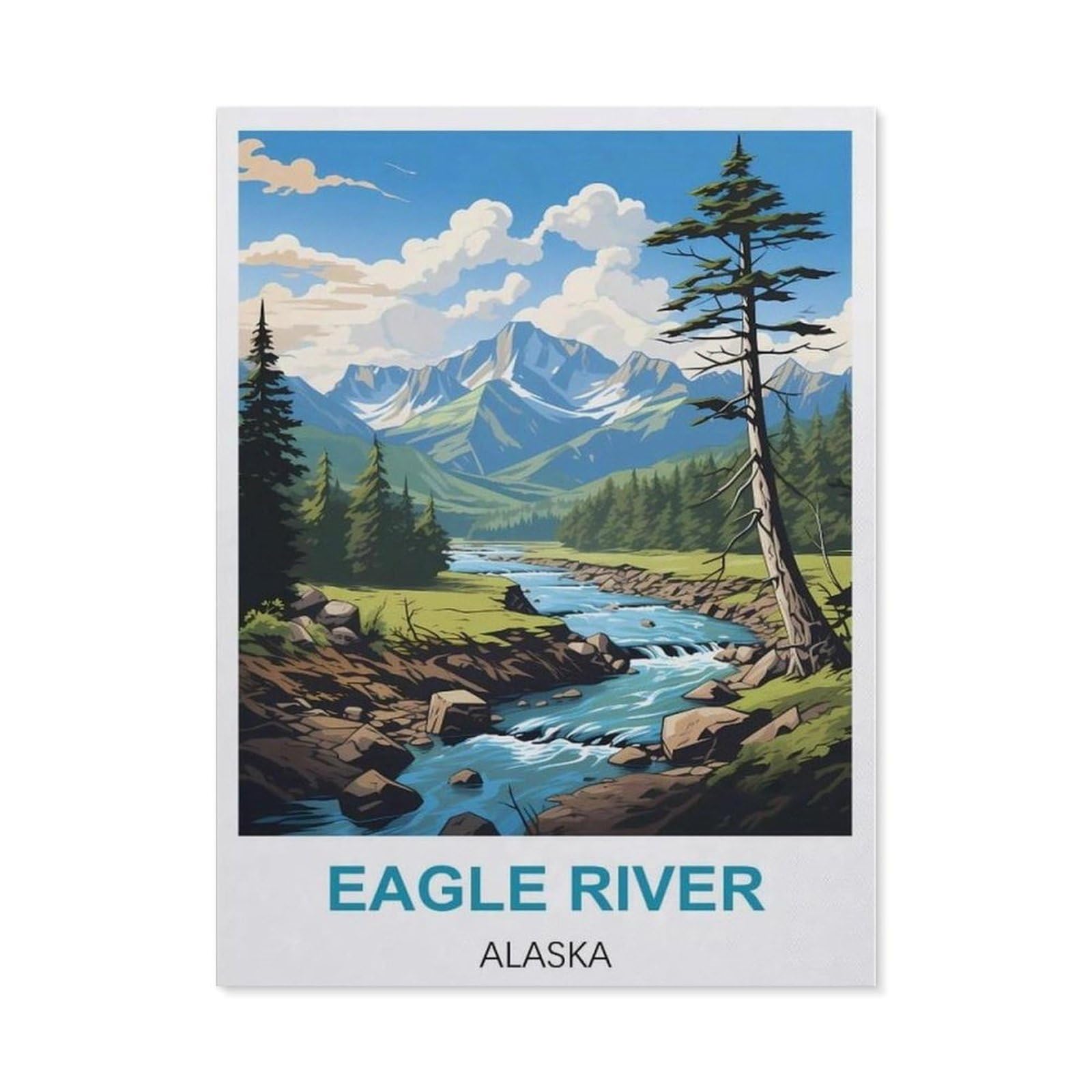 BEAYODKP Diamond Painting，Eagle River Alaska,Round Full Drill Acrylic Embroidery Cross Stitch Arts Craft Canvas Supply for Home Wall Decor Adults and Kids（40 x 50 cm/15.74 x 19.68 inches）-CC10