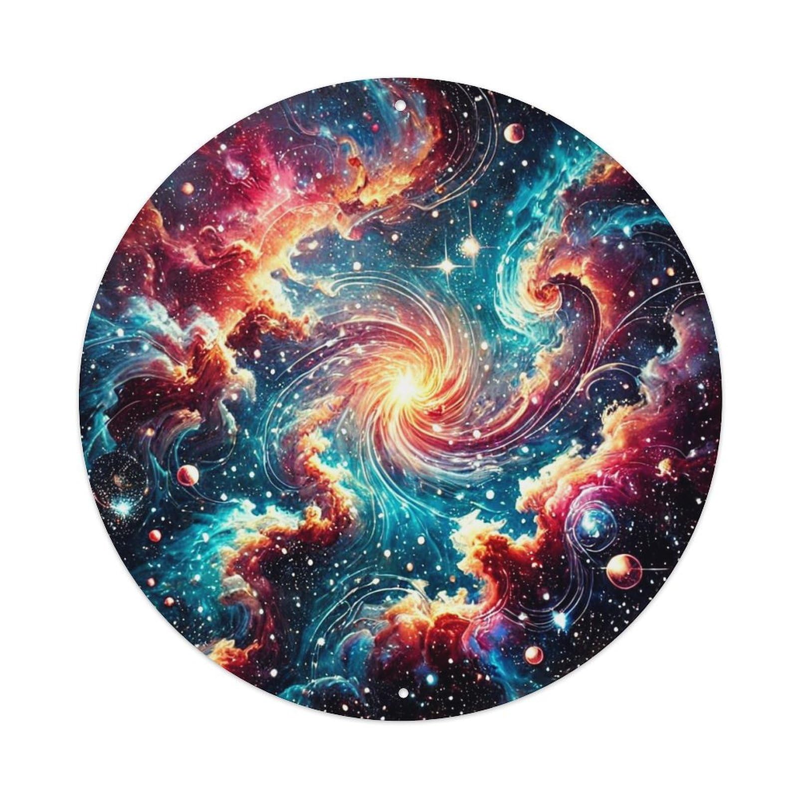 Vibrant Cosmic Spiral Galaxy Print Retro Metal Tin Sign, Vintage Metal Poster for home, Gaming Room, Studio Workshop,Bar,Garage Wall Art Decor 8x8 inch
