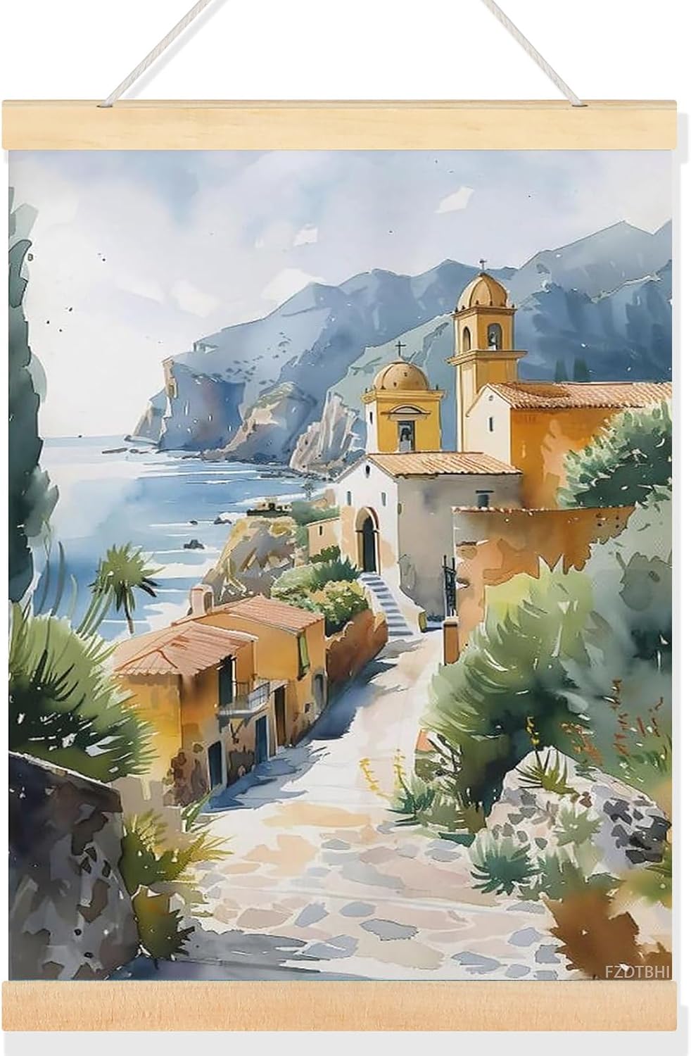 Sicily Watercolor Painting Italy Wall Art Travel Poster Print Framed Artwork Wall Art Decor Canvas Poster Wall Art Print 12x16inch