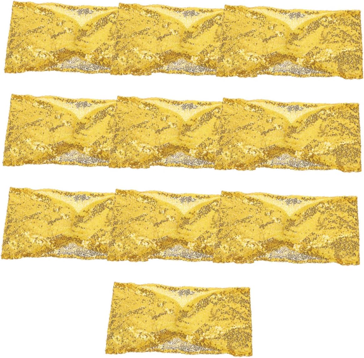 10Pcs Sequin Chair Sashes for Weddings and Banquets Adjustable Chair Bands Bow Decor for Party Events and Decorations