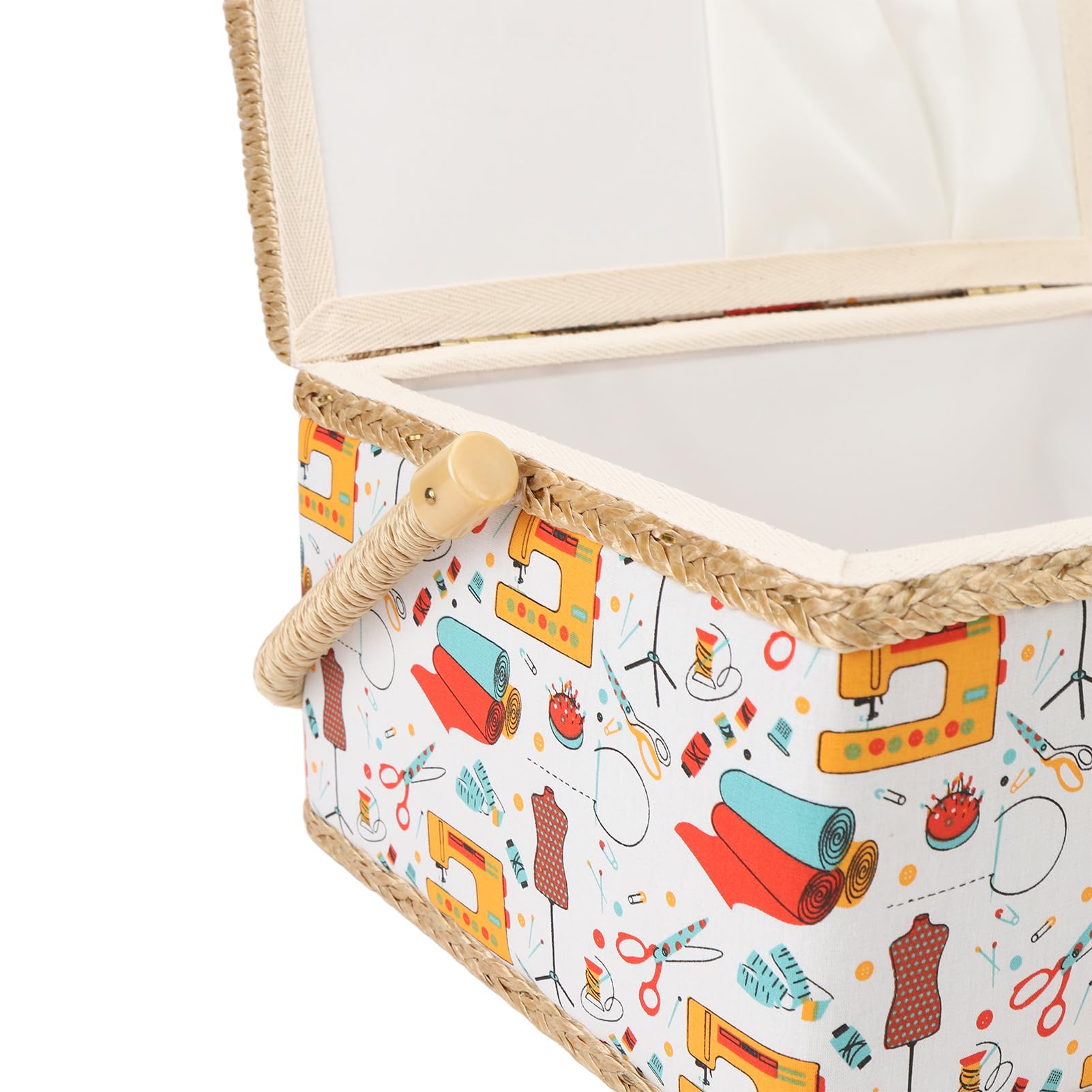 Large Capacity Portable Sewing Storage Box with Detachable Plastic Tray Organization Home Sewing Essentials Needle Safety Travel Handle Easy to Clean
