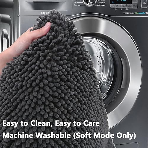 Miniatura 8 de Juego de 2 alfombras de baño absorbentes para baño, felpilla muy suave, antideslizante, 32 x 20 pulgadas + 20 x 20 pulgadas, alfombra de baño en