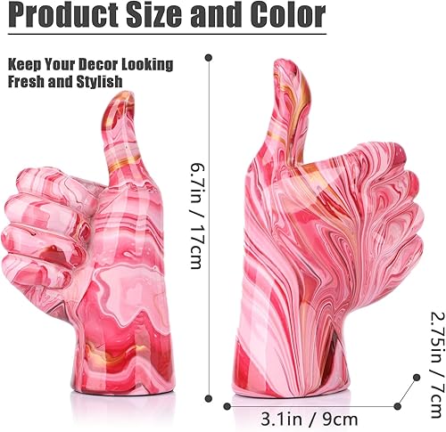 Miniatura 2 de Estatuas de mano Afirmar gesto lenguaje de señas americano, mesa de señal, escultura rosa, creativa, arte moderno, figurita, decoración del hogar,