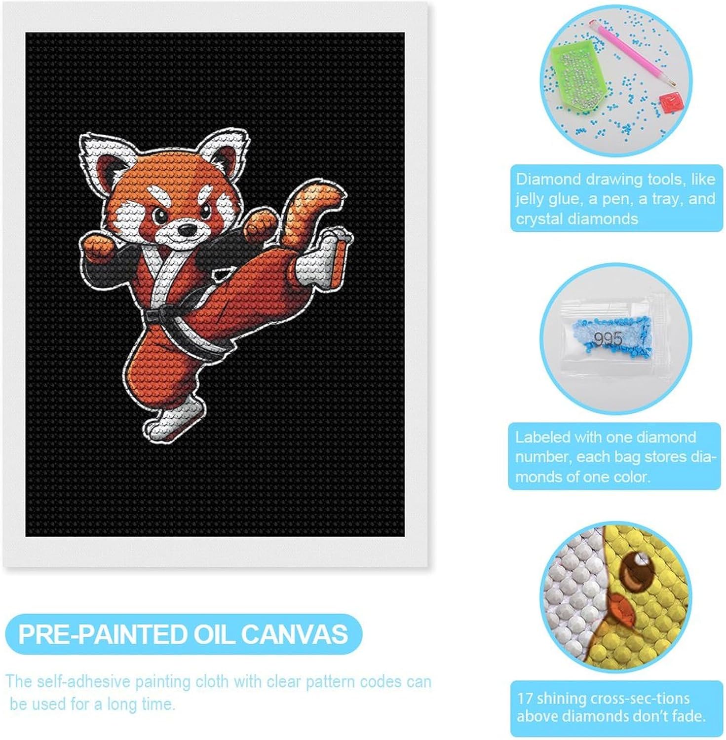 Redpanda Karate Adults Diamond Art Kits Round Full Drill 5D Painting Kit Craft DIY Gifts