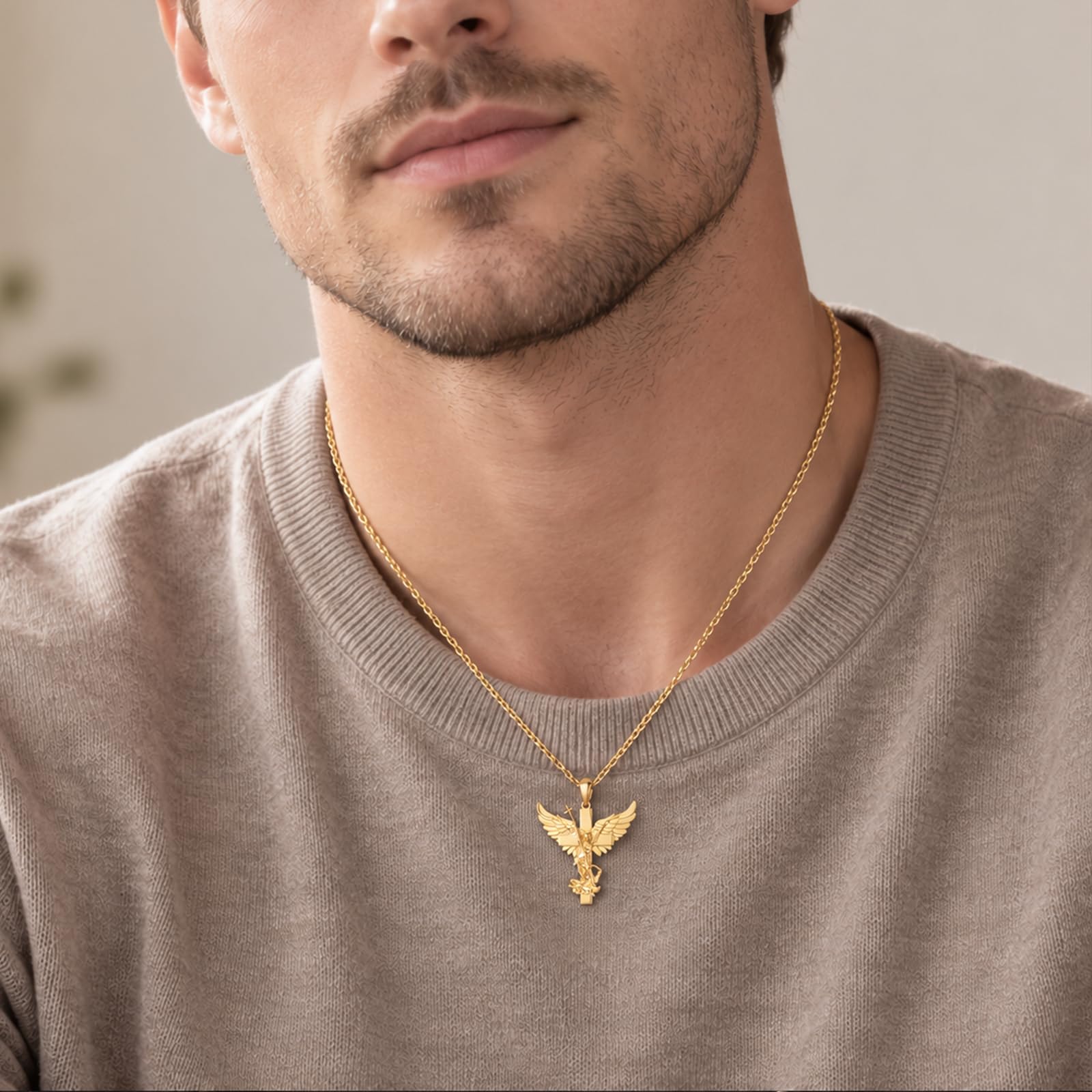 KQ&TTENG Collier pour homme et femme en argent sterling 925 avec pendentif viking religieux chaîne médaillons amulette collier bijoux cadeaux pour femmes hommes, Argent sterling, Pas de pierre