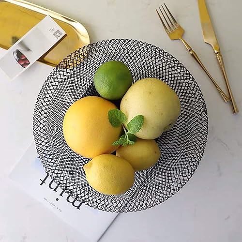Miniatura 3 de Frutero negro Plato de caramelo de malla metálica redonda cesta de alambre pequeño moderno decorativo Frutero (malla)