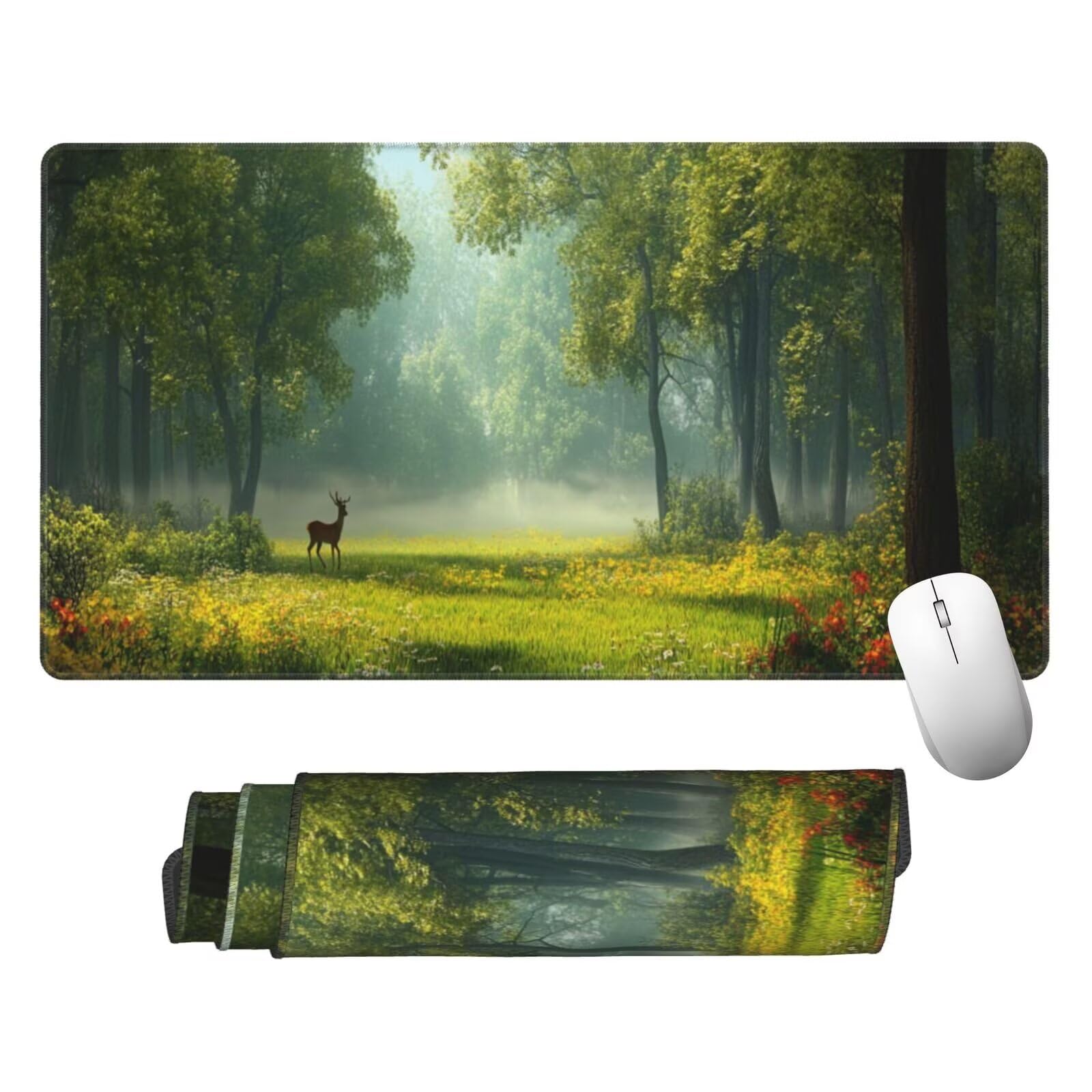 Zielona podkładka pod mysz XXL krajobraz mata na biurko 1600 x 800 x 3 mm zmywalna podkładka do gier na laptopa, z antypoślizgową gumową podstawą do gier, PC, pracowników biurowych Y339