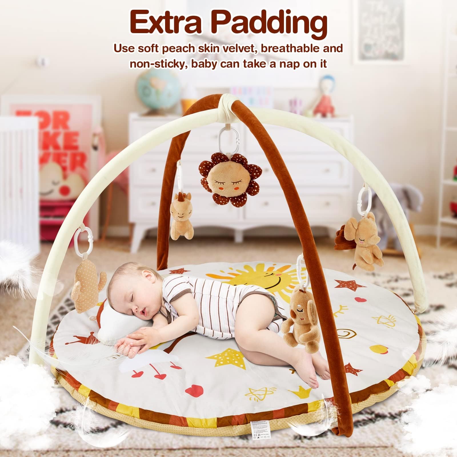 Spielbogen für Baby, Krabbeldecke, Spieldecke, Spielmatte, Baby Gym Spielmatte, Spieldecke, Krabbeldecke, Aktivitätsmatte, mit 9 abnehmbaren sensorische Spielzeuge