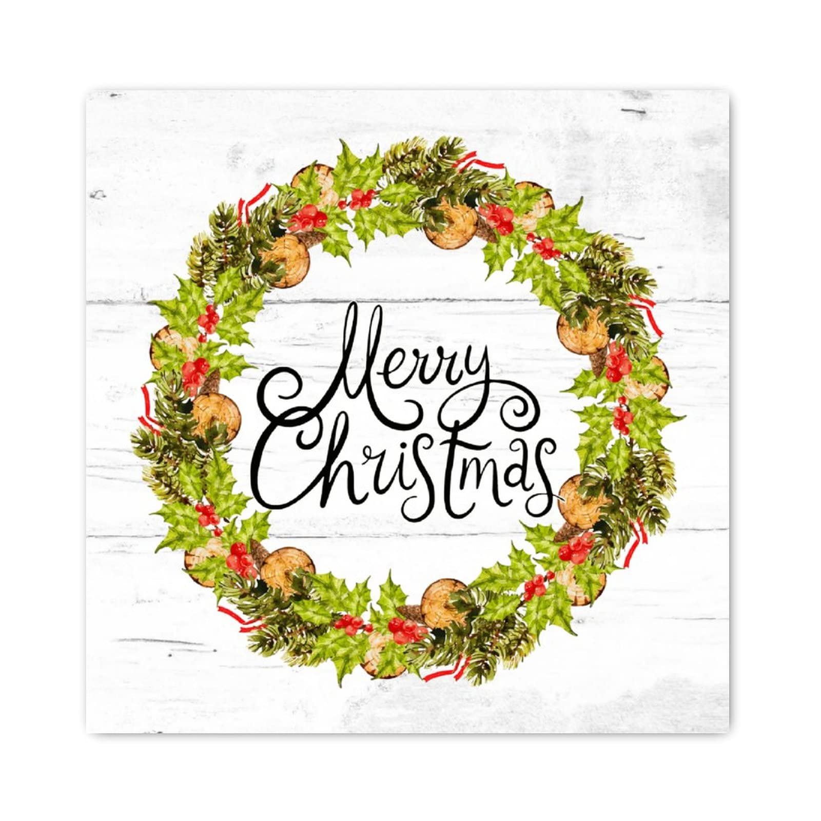 Couronne de Noël en bois artificielle : plaque murale chrétienne