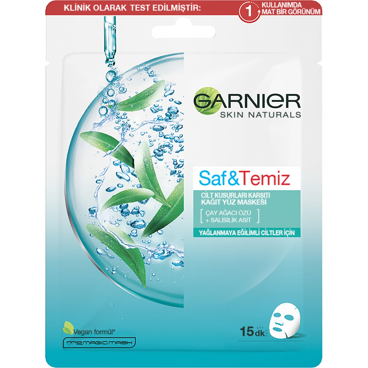 Garnier Vegan Saf&Temiz Cilt Kusurlarına Karşı Kağıt Yüz Maskesi