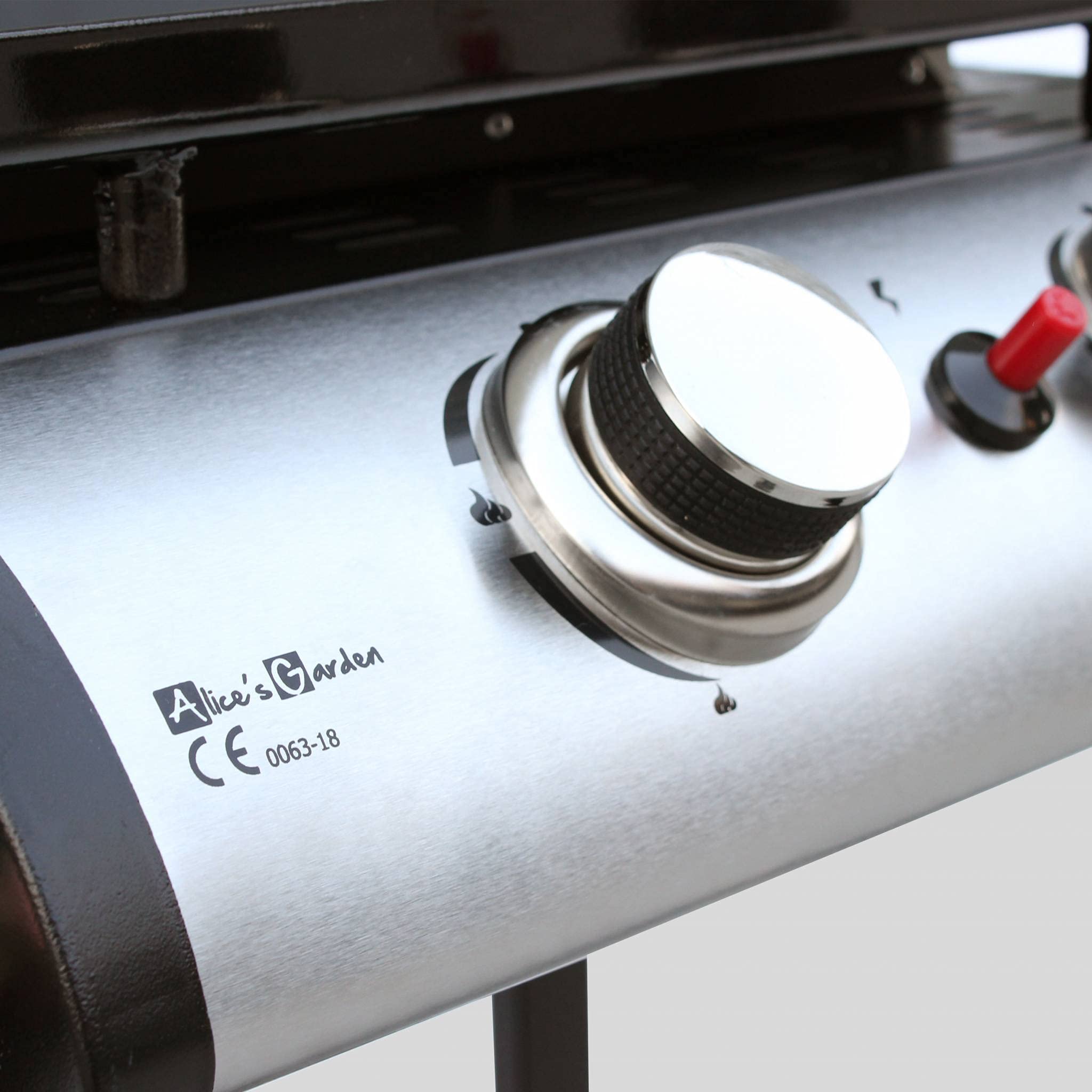 Alice's Garden - Plancha au gaz 2 brûleurs sur Chariot - Porthos - 5kW. plancha à gaz avec desserte Cuisine extérieure. Plaque émaillée. INOX. Barbecue
