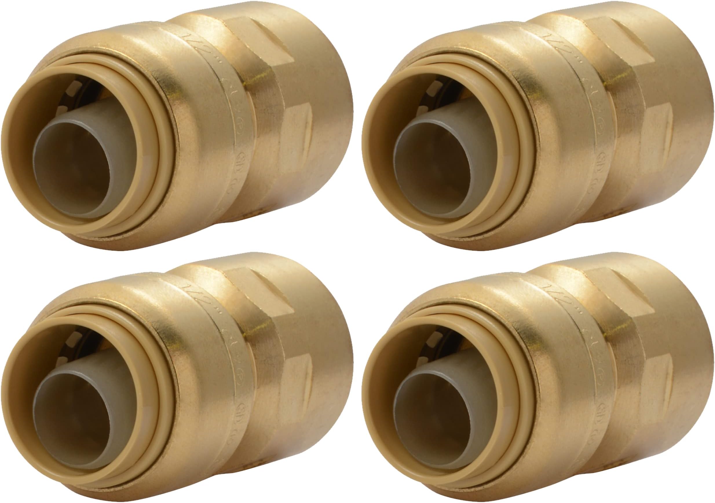 1/2 x 1/2 Inch FNPT Adapter, Pack of 4, Push To Connect Brass Plumbing Fitting, PEX Pipe, Copper, CPVC, PE-RT, HDPE, U072LFA4