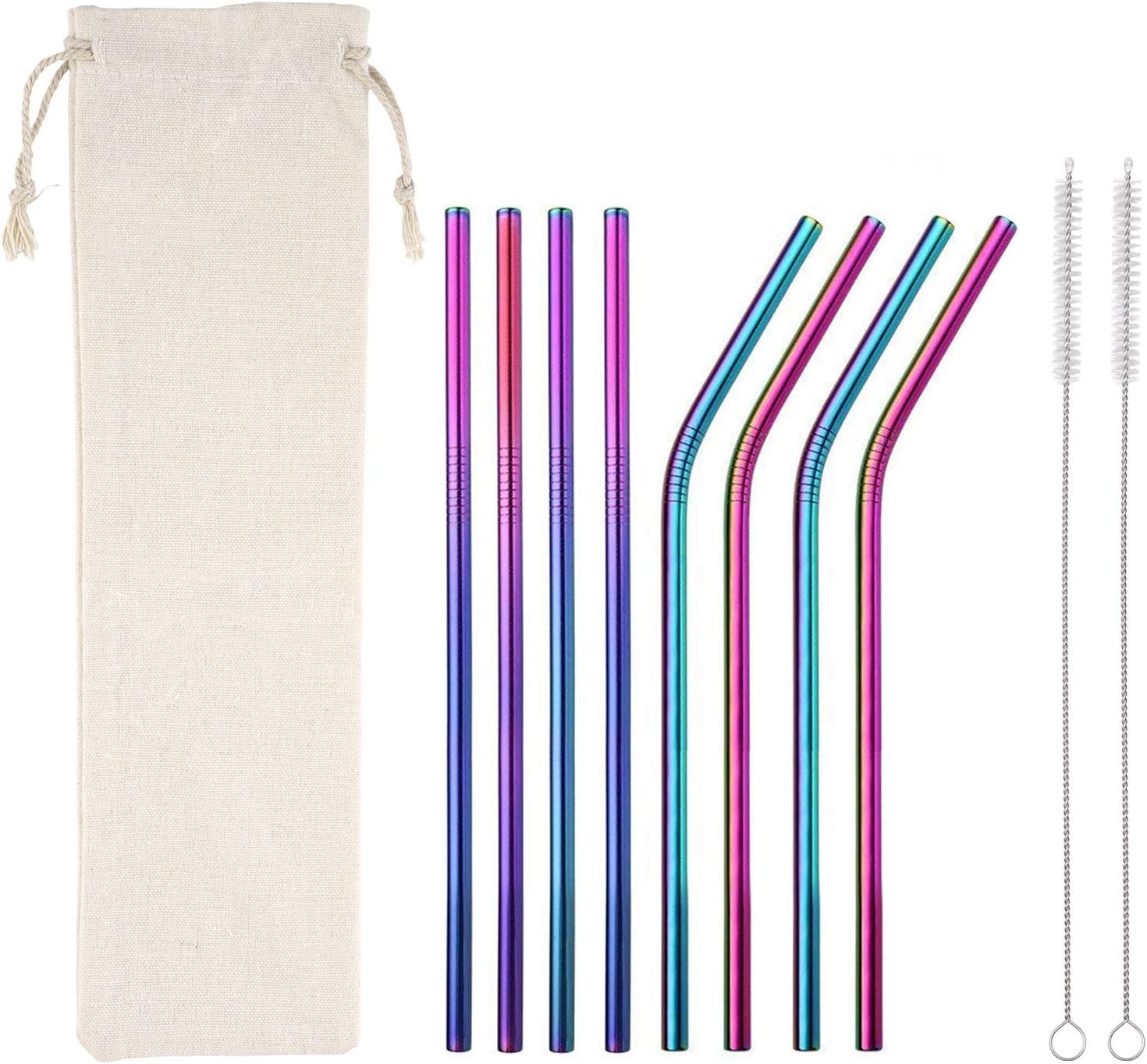 Metal Straws Stainless Steel Straws,Set of 8 8.5"