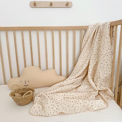 Vista 168 de BuLuTu Mantas de muselina para bebés, niños y niñas, 100% algodón, manta reversible para bebé, manta para cuna, suave, transpirable
