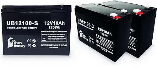 Miniatura 5 de Paquete de 3 baterías de repuesto para baterías B & B BP10-12  Reemplazo UB12100-S - Batería de plomo ácido sellada universal (12 V, 10 Ah, 10000