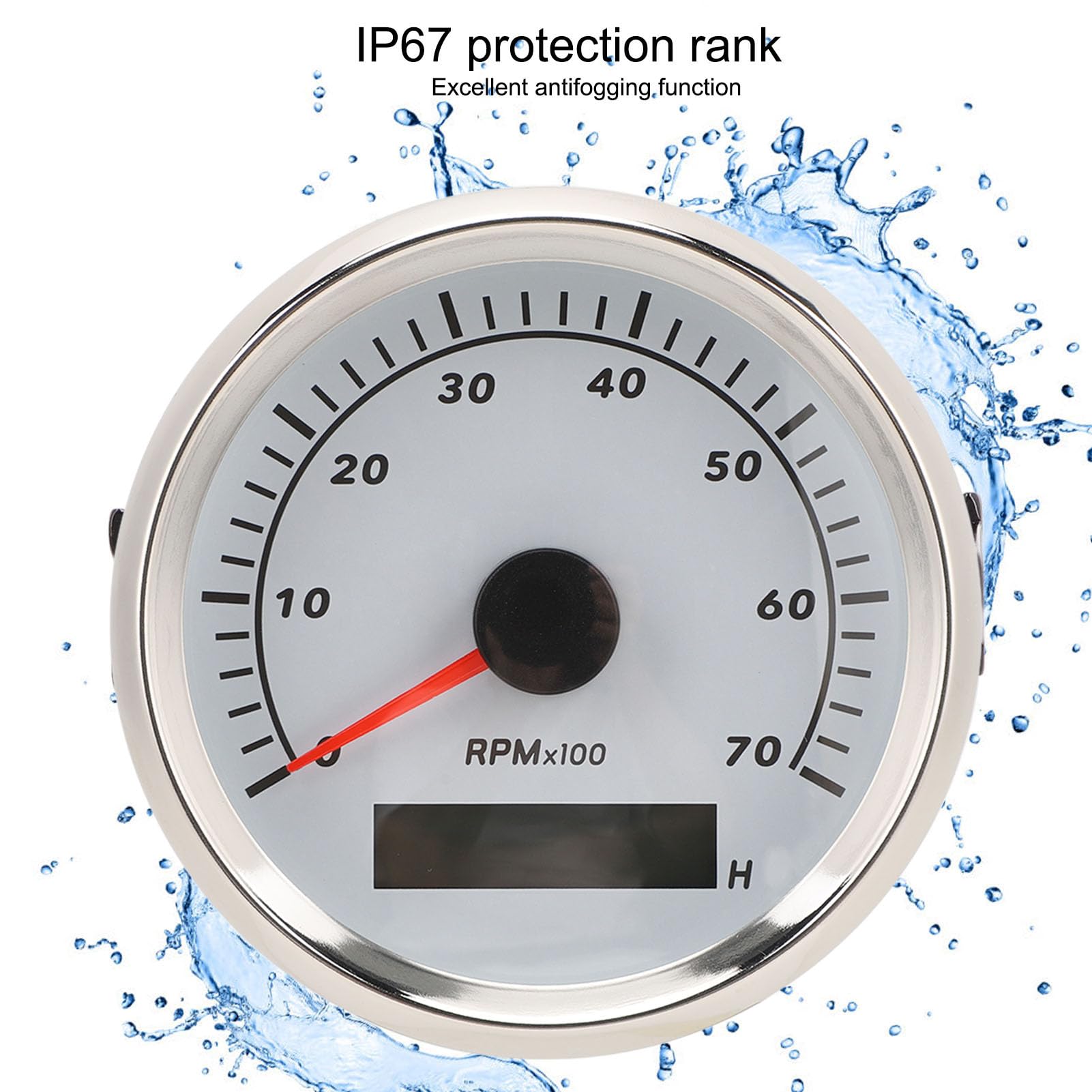 Amazon.co.jp: 85mmボートタコメーターゲージ、IP67防水RPMタコ